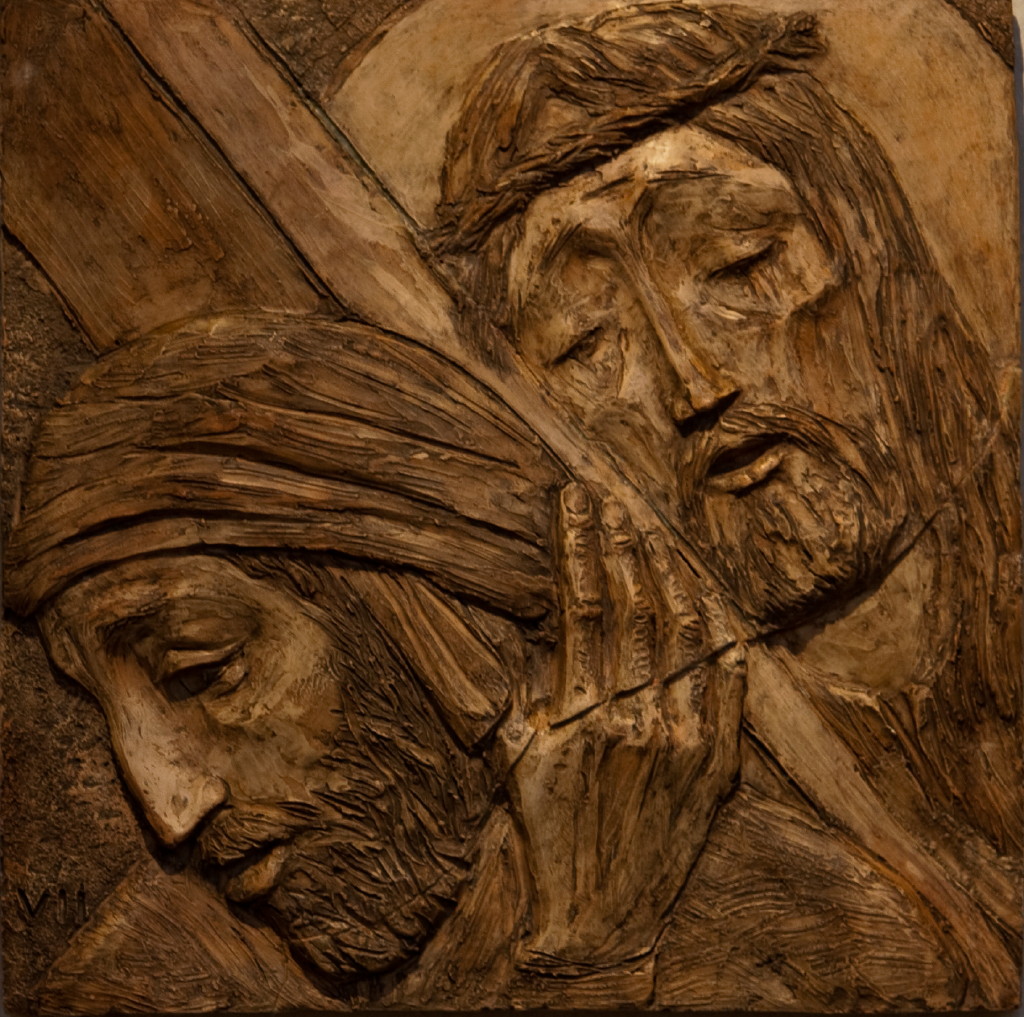Simon fra Kyrene hjelper Jesus å bære korset